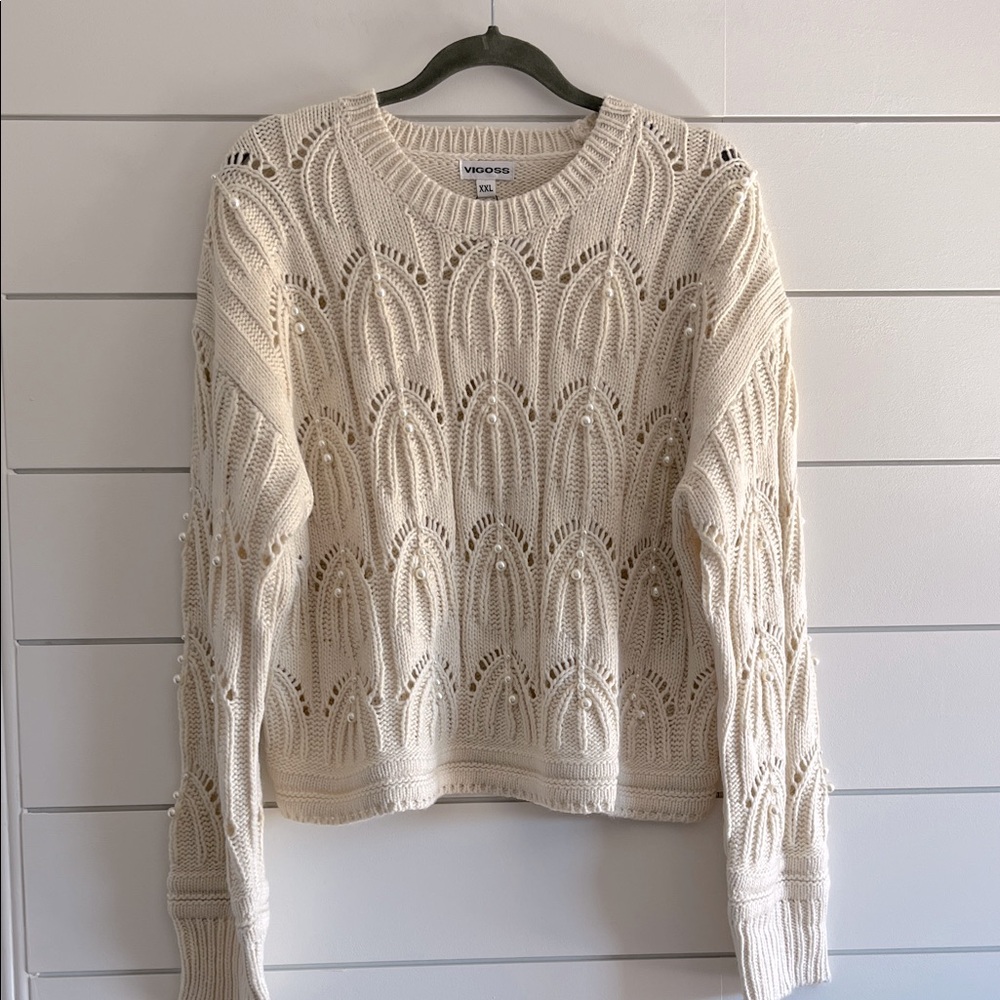 Vigoss Ivory Textured Knit Sweater NEW